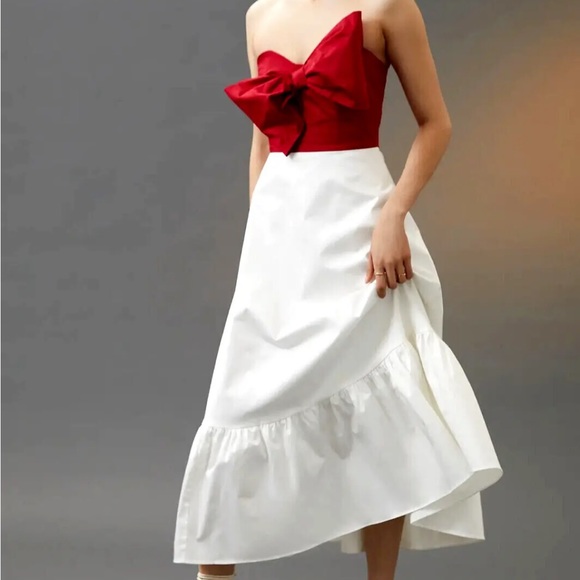 Anthropologie Hutch SZ 10 Red Bow-Tie Maxi Dress Gown Holiday Cocktail Party - Picture 2 of 8